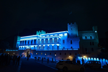 The Prince’s Palace of Monaco lit in blue to honor fallen police officers